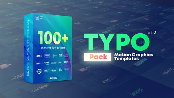 AE模板+PR预设-50组时尚现代文字标题字幕条动画