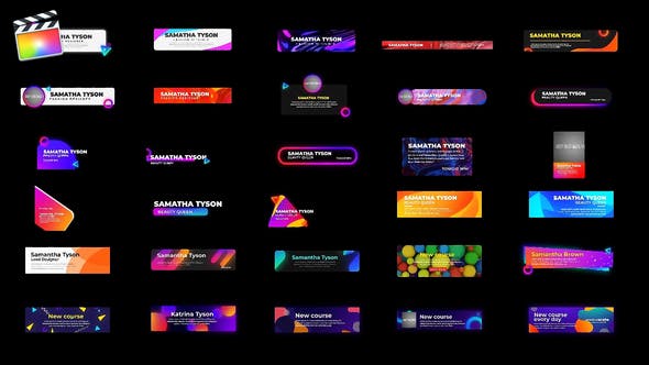 FCPX插件-30组多彩时尚流行扁平字幕条动画预设