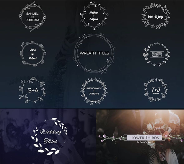 FCPX插件-3套浪漫小清新线条花蔓婚礼文字标题动画