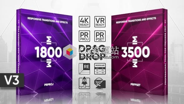 PR预设模板+5000+扭曲模糊冲击移动切割视频转场特效工具包V3