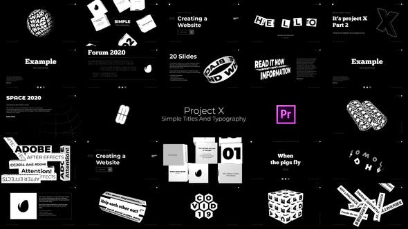 AE模板+PR预设-创意现代黑白风格文字标题字幕条排版动画