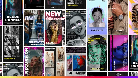 AE模板-15个INS风格竖屏现代都市视频包装动画