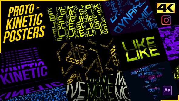 AE模板-多彩动态循环文本标题排版动作背景海报