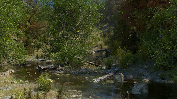 Octane渲染器小溪河流三维自然场景C4D教程