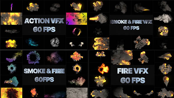AE模板-48组VFX元素系列爆炸烟雾火焰喷射特效4K动画1-4