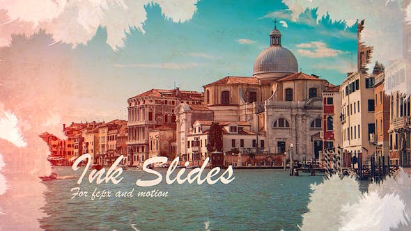 FCPX插件-浪漫水墨遮罩幻灯片回忆照片相册片头