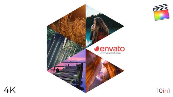FCPX插件-10组时尚图片拼贴组合Logo动画开场