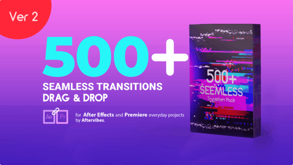 AE模板-500种故障图形遮罩光效分割旋转缩放视频转场预设