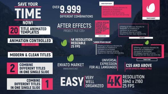 AE模板-20种现代简洁文字标题字幕条设计动画