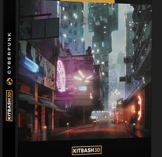 未来派赛博朋克风格城市楼房建筑3D模型-图片1