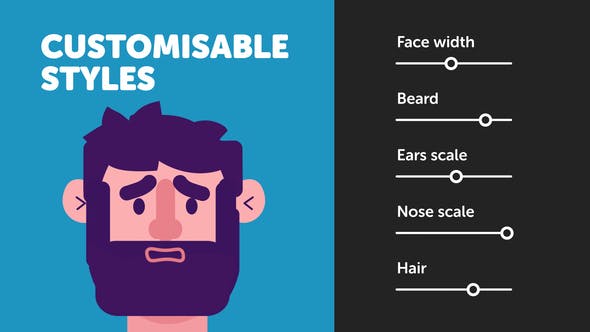 AE模板-MG动画卡通人物角色自定义面部绑定