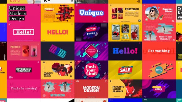 AE模板-时尚大字文字标题图片排版展示动画