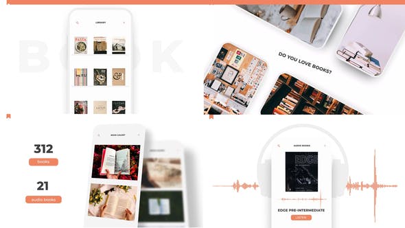 AE模板-书籍图书APP应用程序手机宣传展示动画