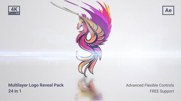 AE模板-24个4K预定义简洁多层logo动画片头