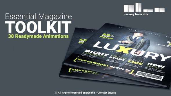 AE模板-三维手册封面书籍杂志翻页动画展示工具包