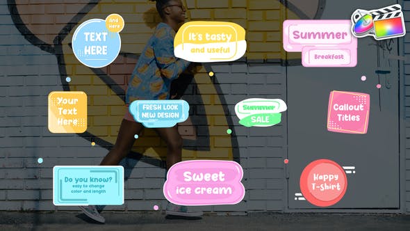 FCPX插件-10组卡通标注标题文本动画