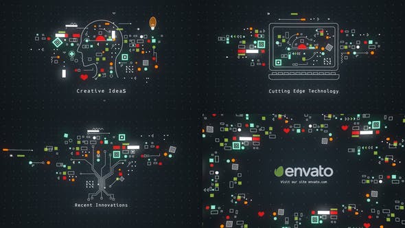 AE模板-抽象科技感面孔头部图形开场