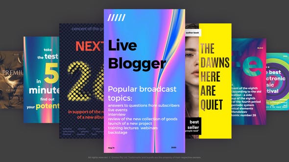 AE模板-21组INS风格竖屏网络媒体宣传 Instagram Stories