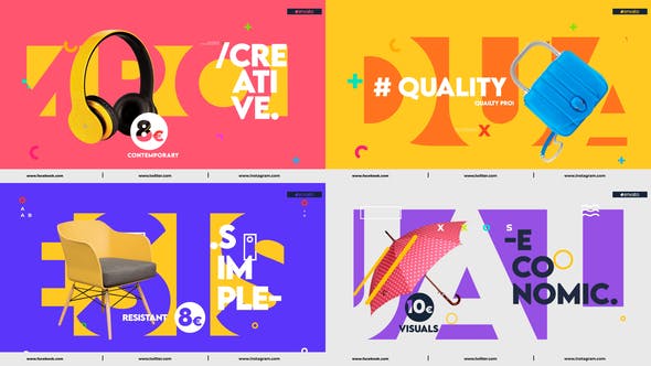 AE模板-多彩在线购物商店产品促销包装