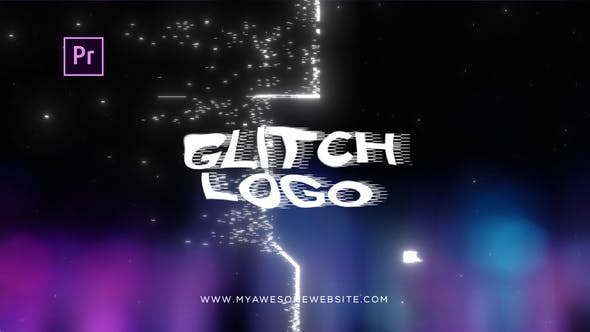 PR模板-背景虚化信号损坏logo动画 Glitch Bokeh Logo Intro