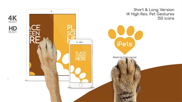 AE模板-宠物动物点击滑动手机设备图片 Pets Flat MockUp Device Kit
