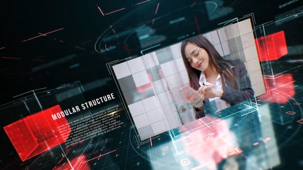 AE模板-科技感三维立方体照片视频宣传片头