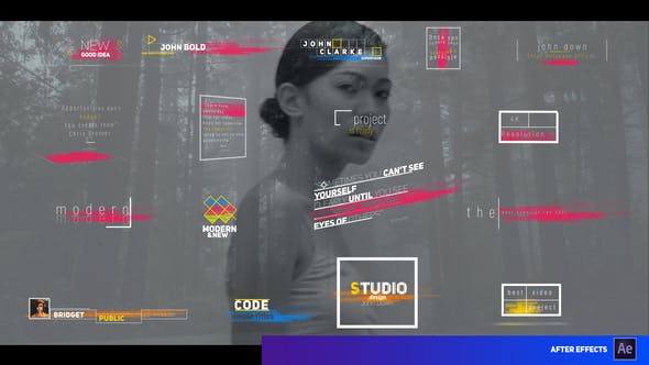 AE模板-17组现代时尚彩色条纹文字标题排版动画