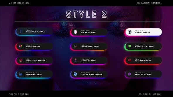 AE模板-50个渐变社交媒体标题字幕条动画