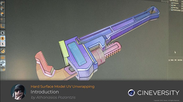 C4D S22和R23硬表面建模模型展UV教程