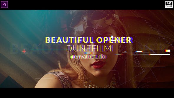 PR模板-电影史诗故障文字标题场景开场片头 Beautiful Opener