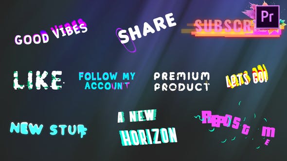 PR预设-10组创意标题包多彩时尚文字动画