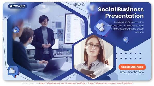 AE模板-社交网络企业公司业务演示视频宣传 Social Business Presentation