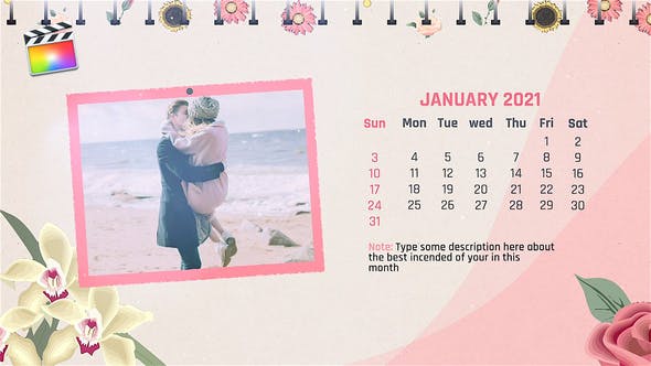 FCPX插件-日历幻灯片相册婚礼照片开场 Calendar Slideshow