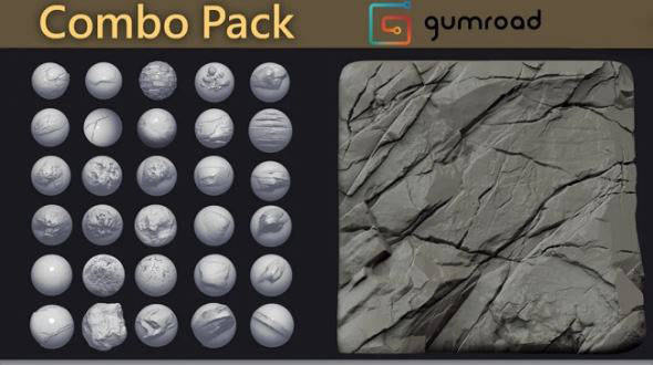 自定义石头岩石木材笔刷ZBrush预设