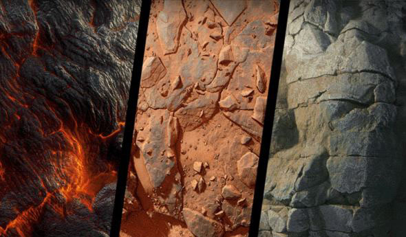 40种ZBrush石头笔刷材质深度贴图预设 V1