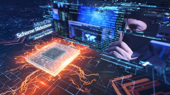 AE模板-科技感技术演示幻灯片电路芯片处理器展示片头