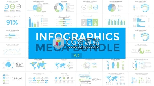 AE模板-450+MG动画公司企业创意数据图信息表格线路图柱状图展示包V3-图片1