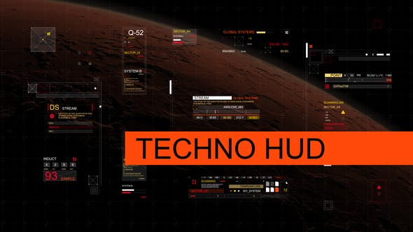 AE模板-高科技HUD图形界面元素动画 Techno Hud