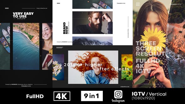 AE模板-简洁大标题商务幻灯片宣传展示片头 Minimal Promo Slideshow