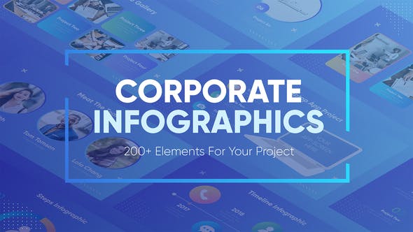 AE模板-200+信息图表元素企业数据图表展示包装动画 Corporate Infographics