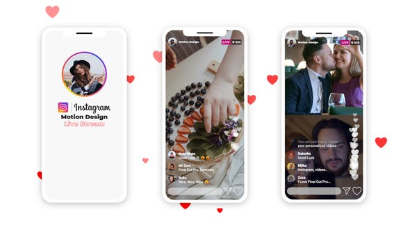 FCPX插件-INS直播界面表情订阅展示动画 Instagram Live