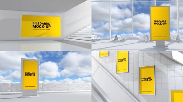 AE模板-E3D三维户外广告牌展示动画 Outdoor Mockups II