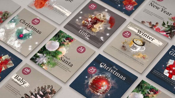 AE模板-INS风格圣诞节插画包装动画 Winter Illustrated Instagram Post