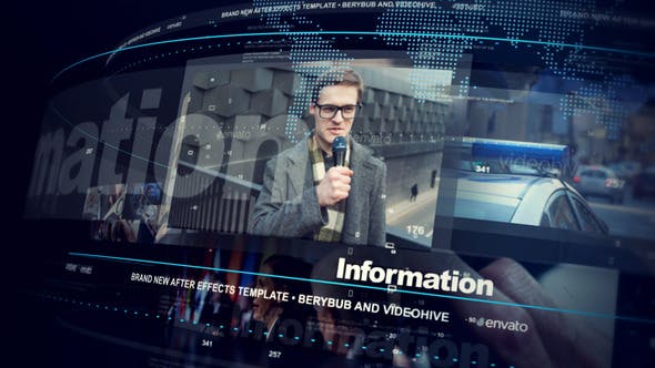 AE模板-科技感TV广播新闻栏目包装片头 News Vision