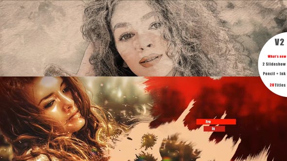 AE模板-铅笔手绘水墨遮罩幻灯片图片展示片头 Pencil And Ink Slideshow