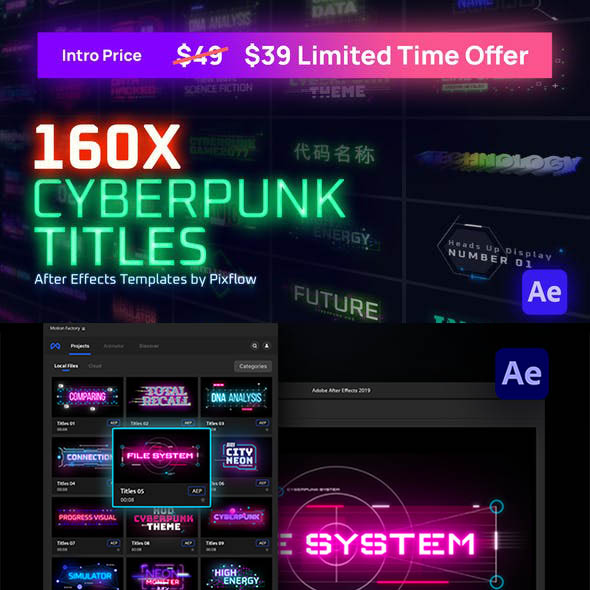 AE脚本-160+赛博朋克科幻未来文字标题标注背景视频包装动画-图片1