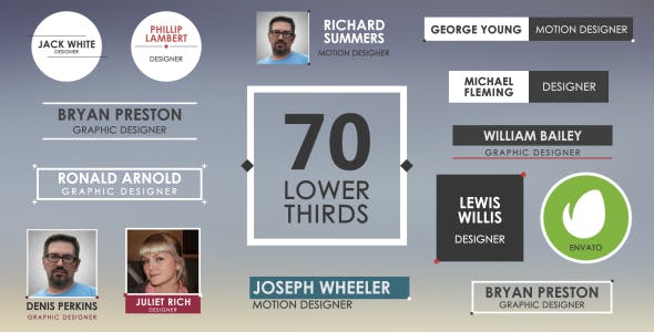AE模板-70组简单人名字幕条动画 70 Lower Thirds Pack
