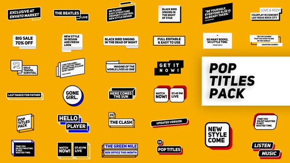 AE模板-翻转折叠卡通文字标题动画 Pop Titles