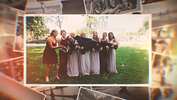 AE模板-三维梦幻光效叠加浪漫照片相册片头