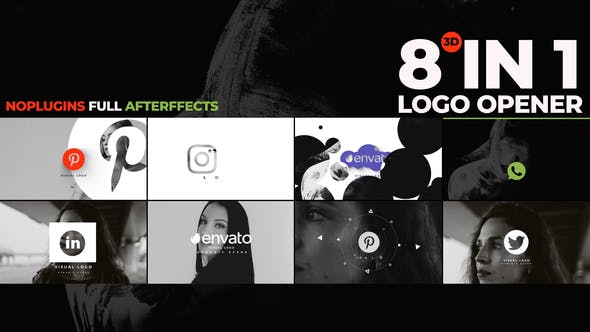 AE模板-创意简洁设计三维Logo动画 Visuals 3d Logo Opener